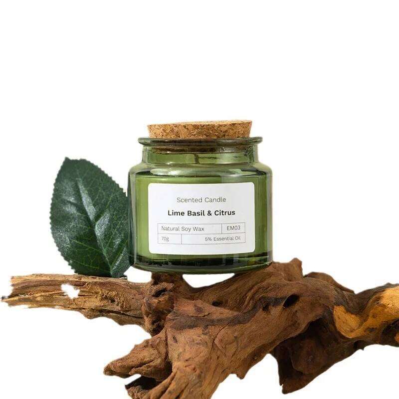 Natural Plant Aromatherapy Smokeless Green Soybean Wax Glass Cup Wedding Fragrance Candle Bedroom Decoration W260304