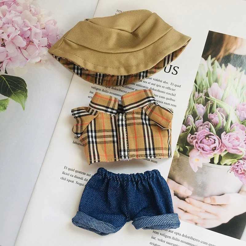 Labubu Plaid Shirt & Jeans Outfit, Stylish Doll Clothes with Canvas Shoes for 15/17cm DollsT260304