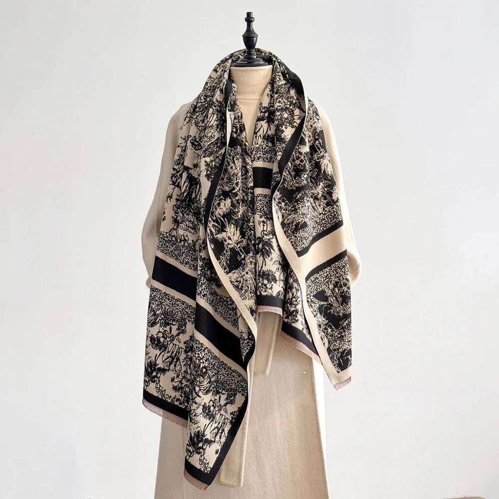 Elegant Ladies' Pashmina Autumn & Winter Thick Warmth Double Sided Tassel Printing Shawl Coldproof Windproof Blanket Scarf 2025 XJ260304