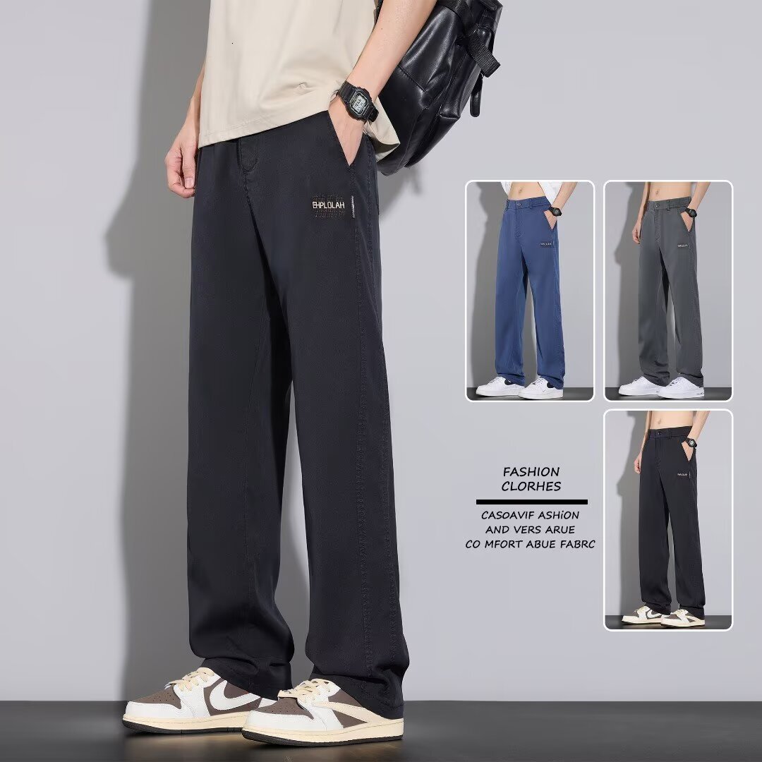 New Spring And Autumn Trendy Korean Style Striped Dirty Pants Designer Pants With Unique Embroidery For Young Men's Casual Sports Jeans