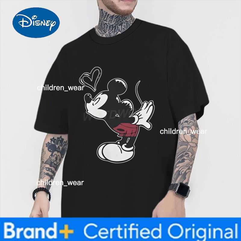Disney Fun Mickey Mouse Minnie Kiss Print T Shirts Women Men 100 Cotton Casual Couple Streetwear Classic Character Mickey T-shirts H260304