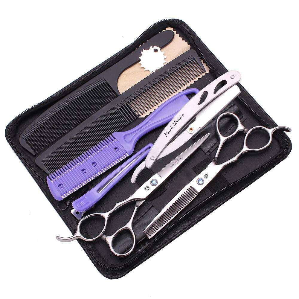 Left Hand Hairdressing Purple Dragon 6'' Barber Shop Cutting Shears Thinning Professional Hair Scissors Z8001 H260303