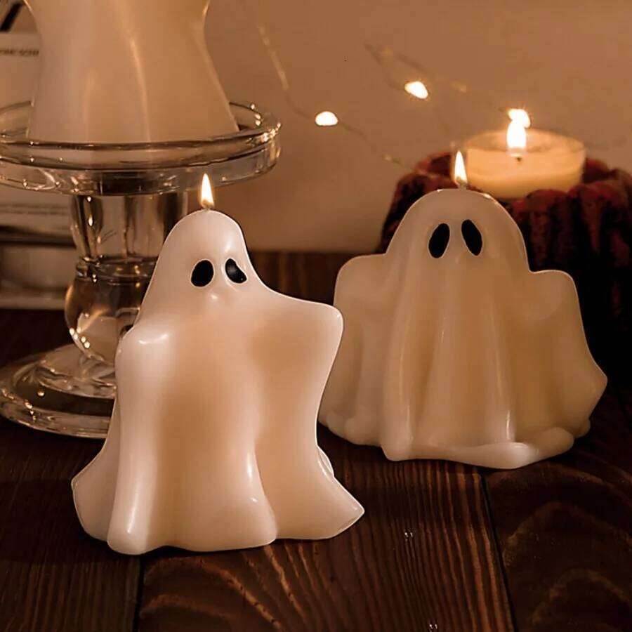 1pc Scented Candle, White Spooky Ghost Shaped Candles with Long Lasting Fragrance for Halloween Party Decorations W260304