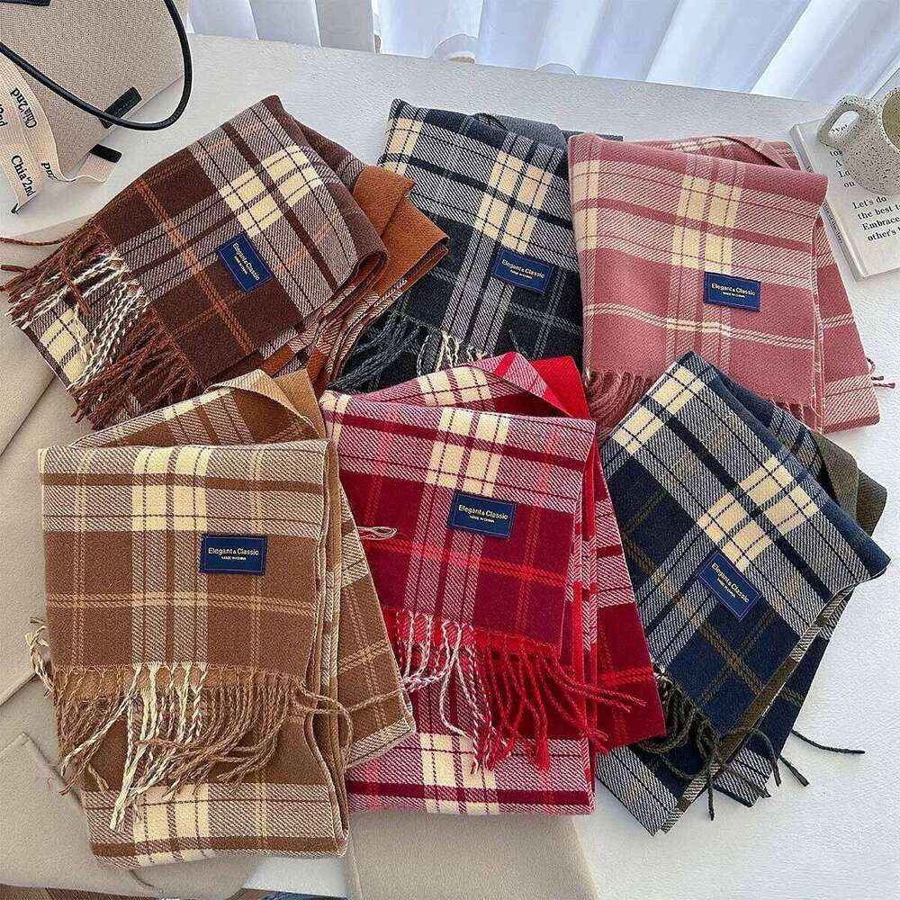 Thickened Warm Scarf Women 40*200CM Long Tassel Pashmina Shawl Faux Cashmere Warps Autumn Winter Fashion Blanket For Wen XJ260304