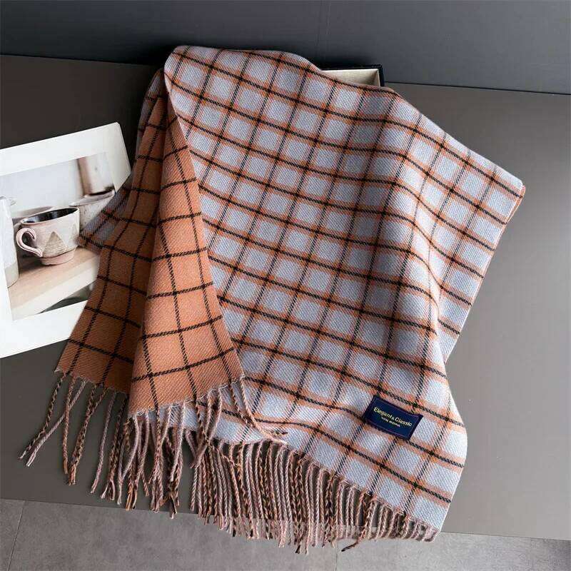 Neck Warmer Scarves For Women Men Winter Thickened Tassel Pashmina Shawl Faux Cashmere Warps Autumn Elegant Ladies Blanket XJ260304