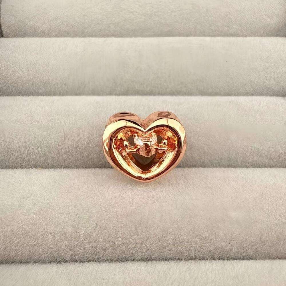 925 Silver Rose Color Shiny Heart Flowers Charm Love Lock Beads Dreamcatcher Charm fit 925 sterling silver bracelet Necklace DIY for women fashion jew