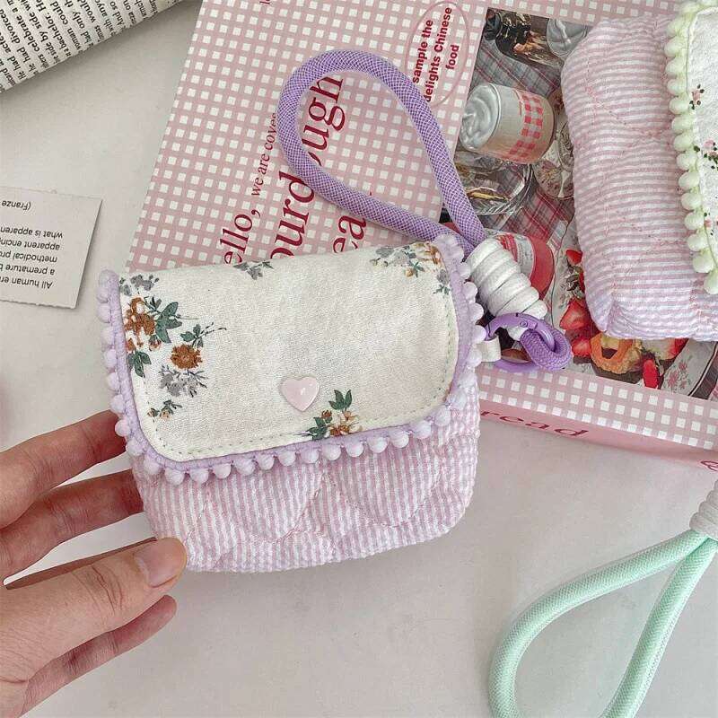 Ladies' Coin Purses Pure Cotton Floral Sweet Cute Earphone Ne CCD Camera Storage Bags Portable Compact Handheld Wallets For Girl C260304