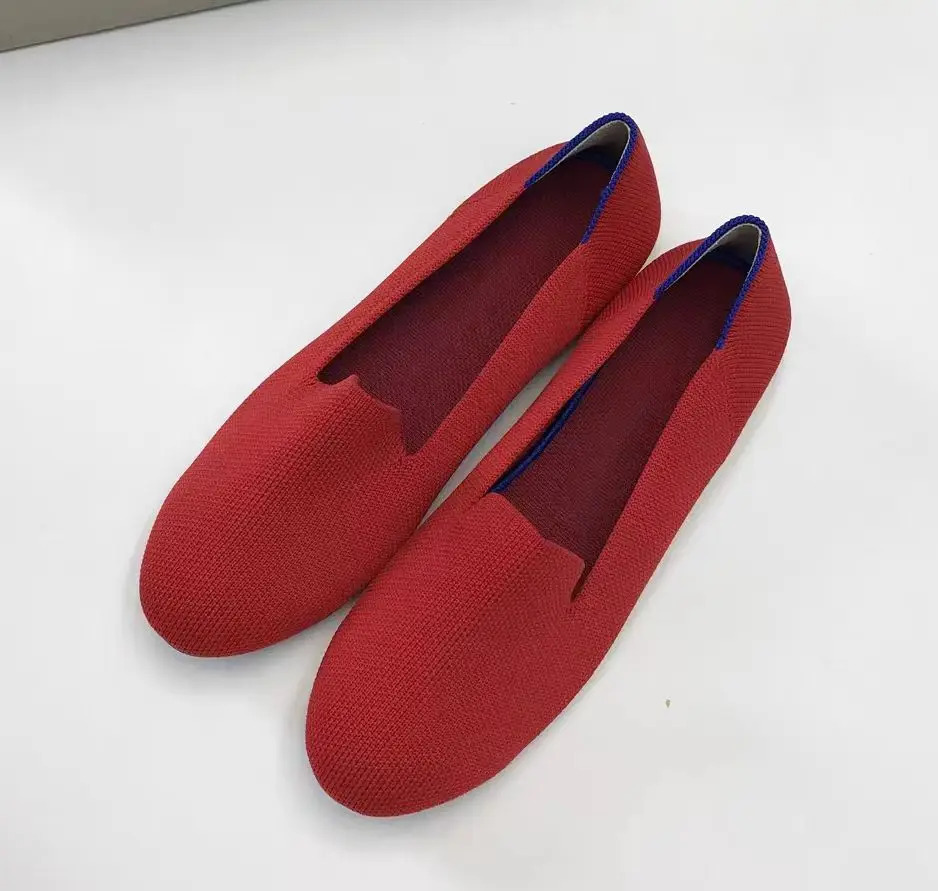 Maggies Walker Womens Stretchable Soft Bottom Knitted Flats Spring Shallow-mouth Washable Casual Loafers Size 3540 260303