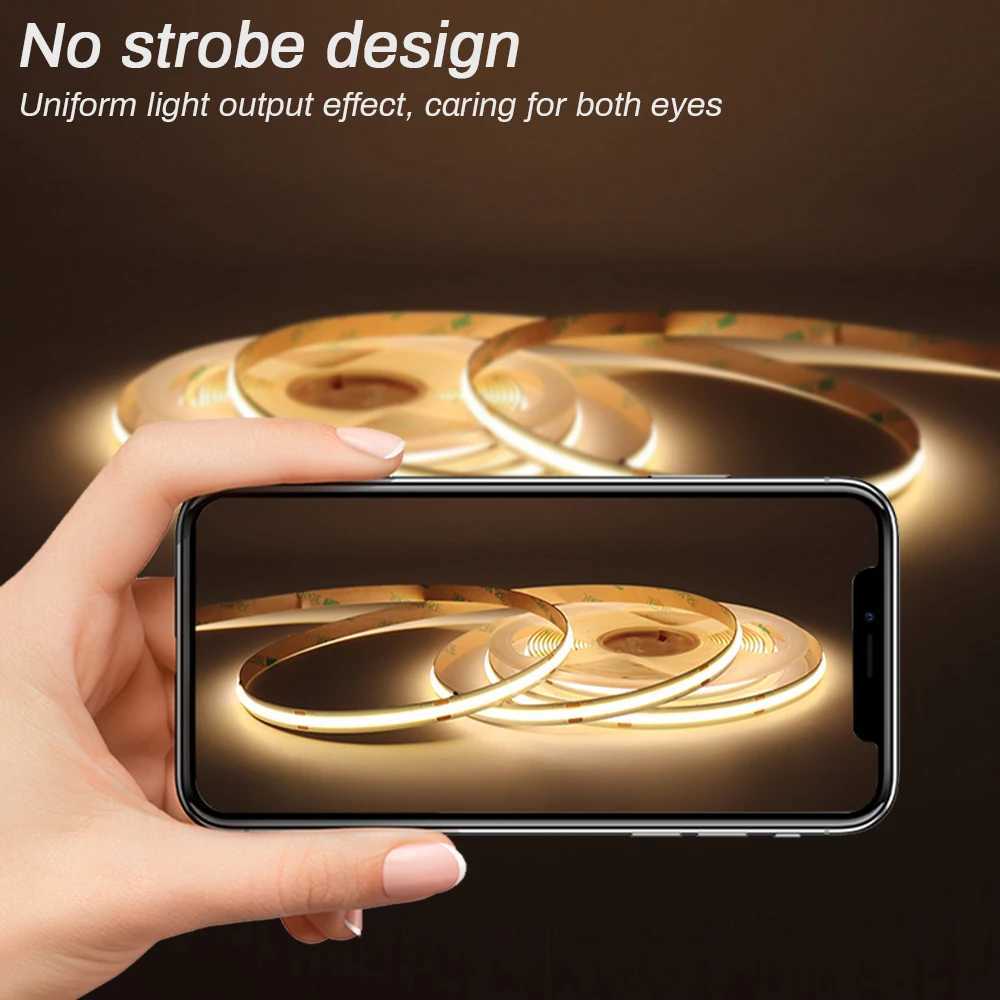 3mm 5mm COB LED Strip 12V 24V Dimmable 3000K 4000K 6000K High Density Flexible LED Light For Home Decor RA90 LED Strip Lights H260304