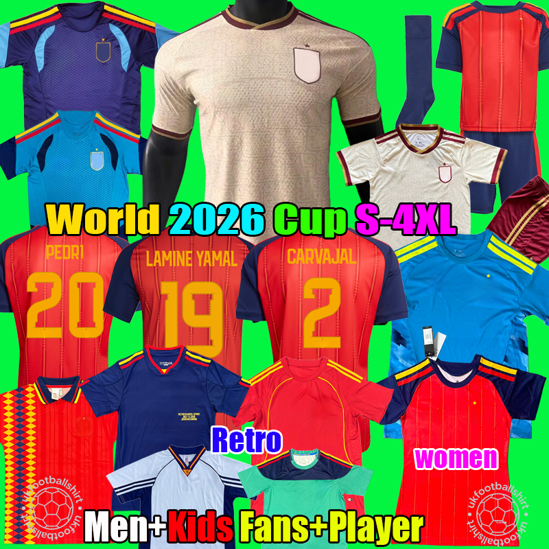 S-4XL Spanish Espana 2026 football shirt soccer jerseys Spain Retro PEDRI GAVI LAMINE YAMAL MORATA Carvajal OLMO FERRAN RODRIGO ZUBIMENDI 26 27 women Camiseta de foot
