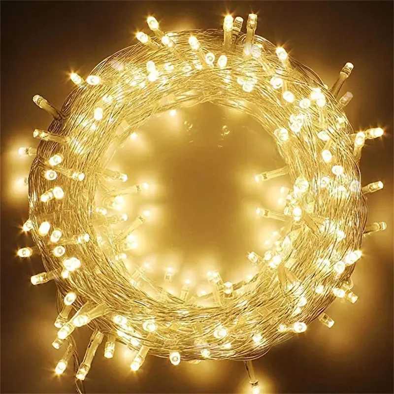 100LED 10M String Light Christmas Wedding Party Decoration Lights Garland AC 110V 220V Outdoor Waterproof Led Lamp 9 Colors led H260304