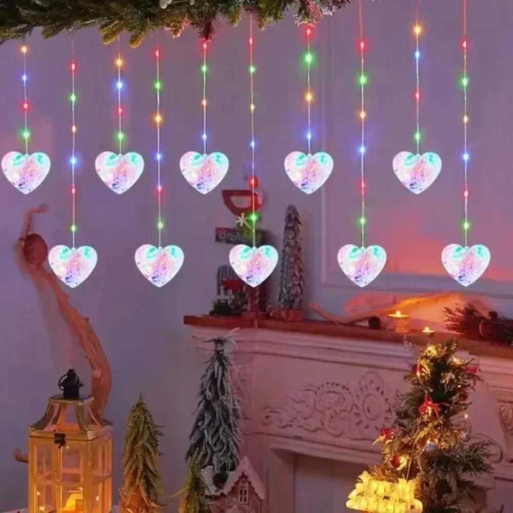 Moon/Star/Love Heart Christmas Lights LED String Lights Fairy Curtain Light for Holiday Wedding Party Room Decoration Strip Lamp H260304