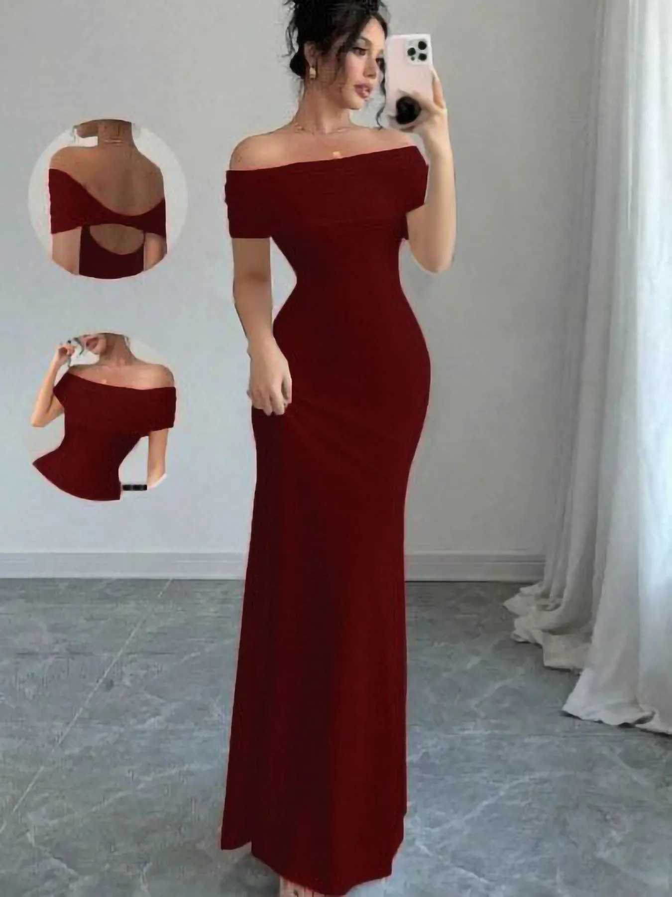 Off Shoulder Party Dress Womens Sleeveless Sexy Bodycon Midi Dress Elegant Bandage Cocktail Dress for Night Out M260304