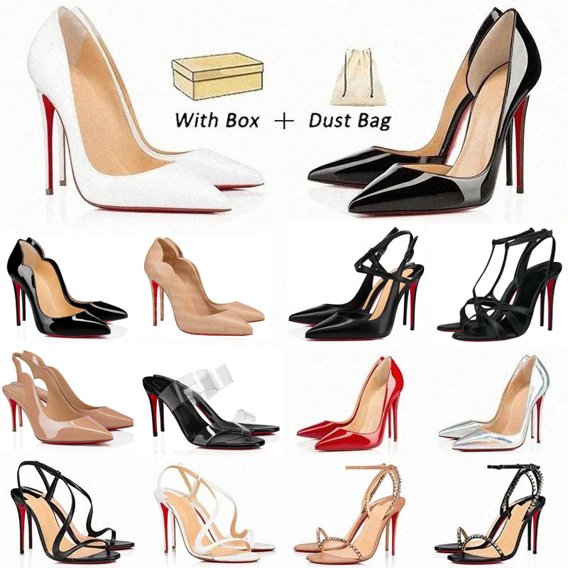 Red bottoms womens patent leather Designer High Heels Toe Pointed open toes 8 10 12cm Pumps Wedding Platform Peep-toes black Sandal party dress shoes