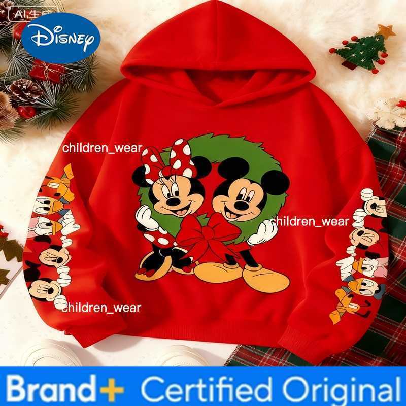 Disney Winter Christmas Mickey Pattern Long Sleeved Hoodies Families Festive Atmosphere Gift Men Women Family Parent-Child Sweatwear H260304