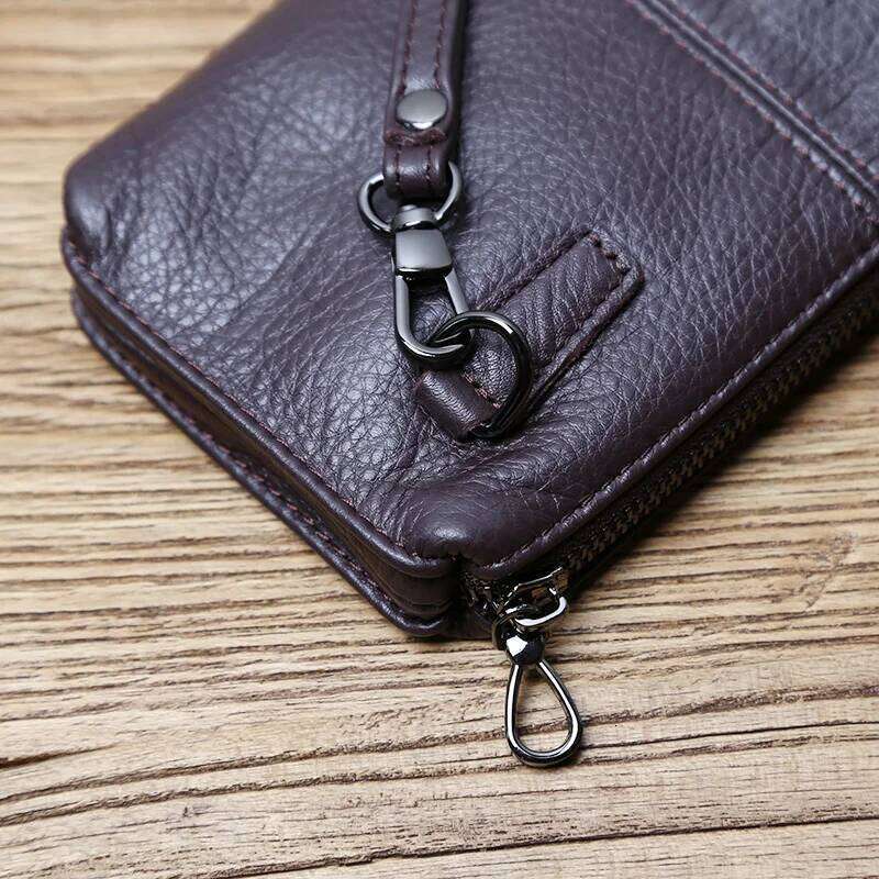 NZPJ Leather Leisure Man With Long Purse, Soft Leather, Hand Zipper, Money Chuck Layer, Cowhide Credit Card Bag, Cell Phone Bag C260304