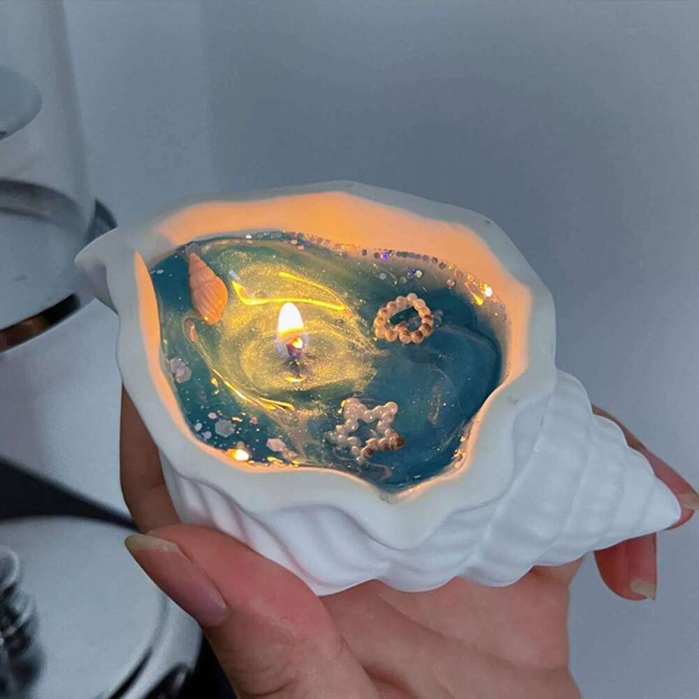 Seashell Candle Handmade Natural Scented Soy Wax Long Burn Time Home Candles with Sandalwood Fragrances for Room Decor W260304