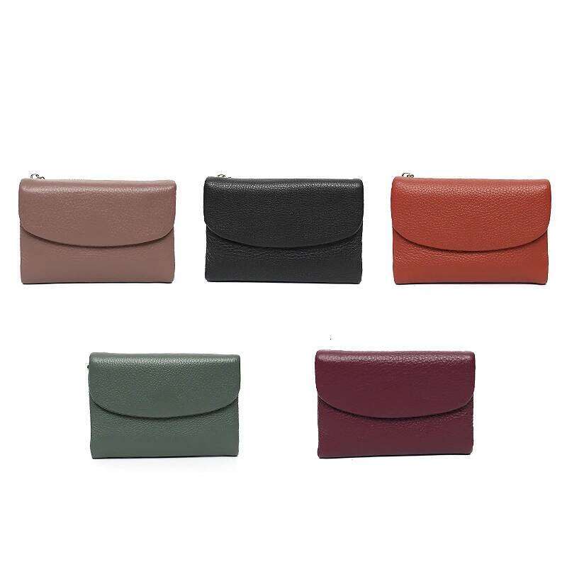 Womens Minimalist Short Wallet Classic Real Leather Magnet Flap Trifold Coin Purse Multi Slots Card Holder Portable Daily Use C260304