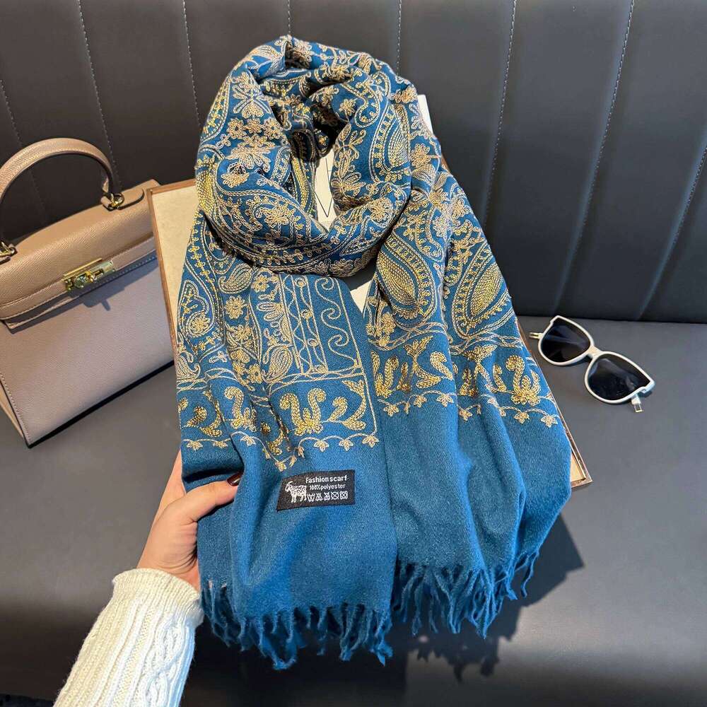Luxury Thick Warm Paisley Pashmina Shawl for Women Cashmere Print Blanket Poncho Travel Wrap Female Winter Scarf XJ260304