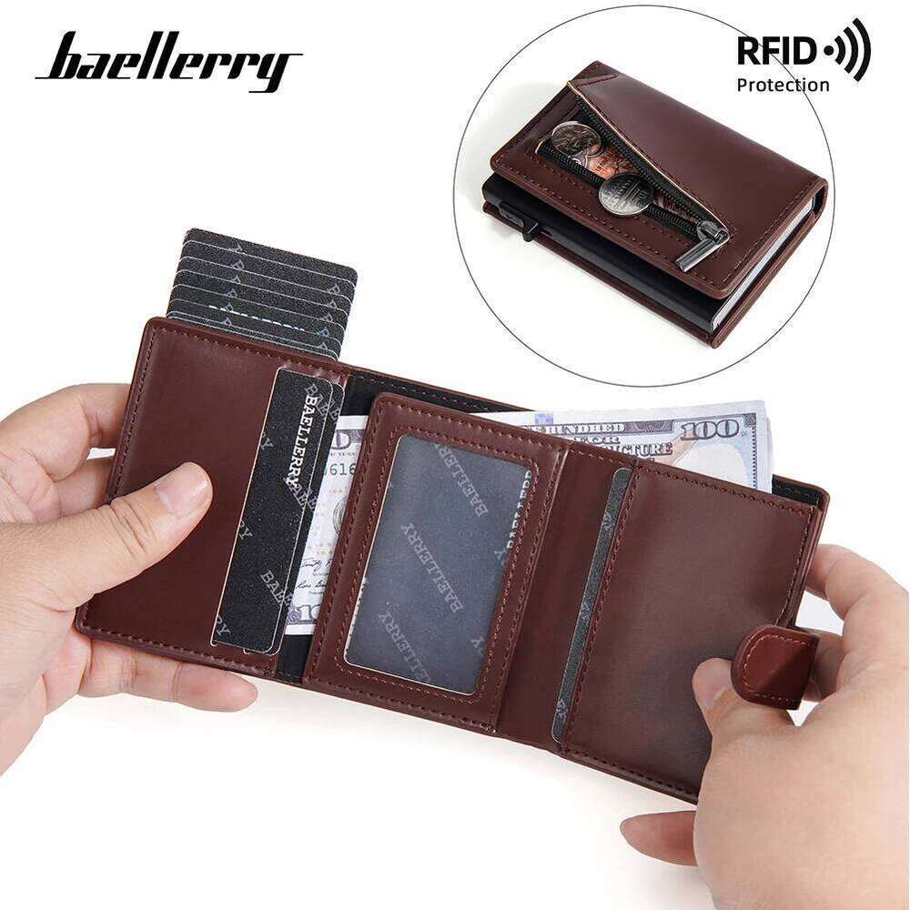 Aluminum Card Holder for Men with Auto Pop-Up Slide Button, RFID Blocking Metal Wallet Anti-Scratch C260304