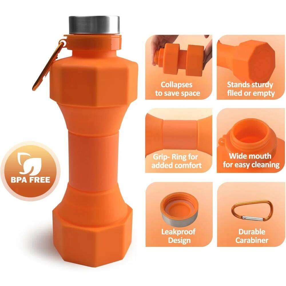 Outdoor Bottles 650ml Cup, Portable Water Bottle Travel Foldable Sport Accessories for Cycling Running S260303