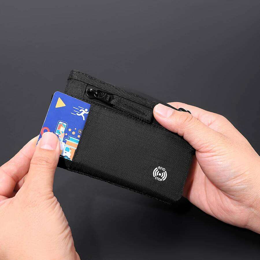 Credit Holder Men Wallets Luxury Nylon Slim Wallet Zipper Key Card Case Male Tactical Coin Purse With Carabiner C260304