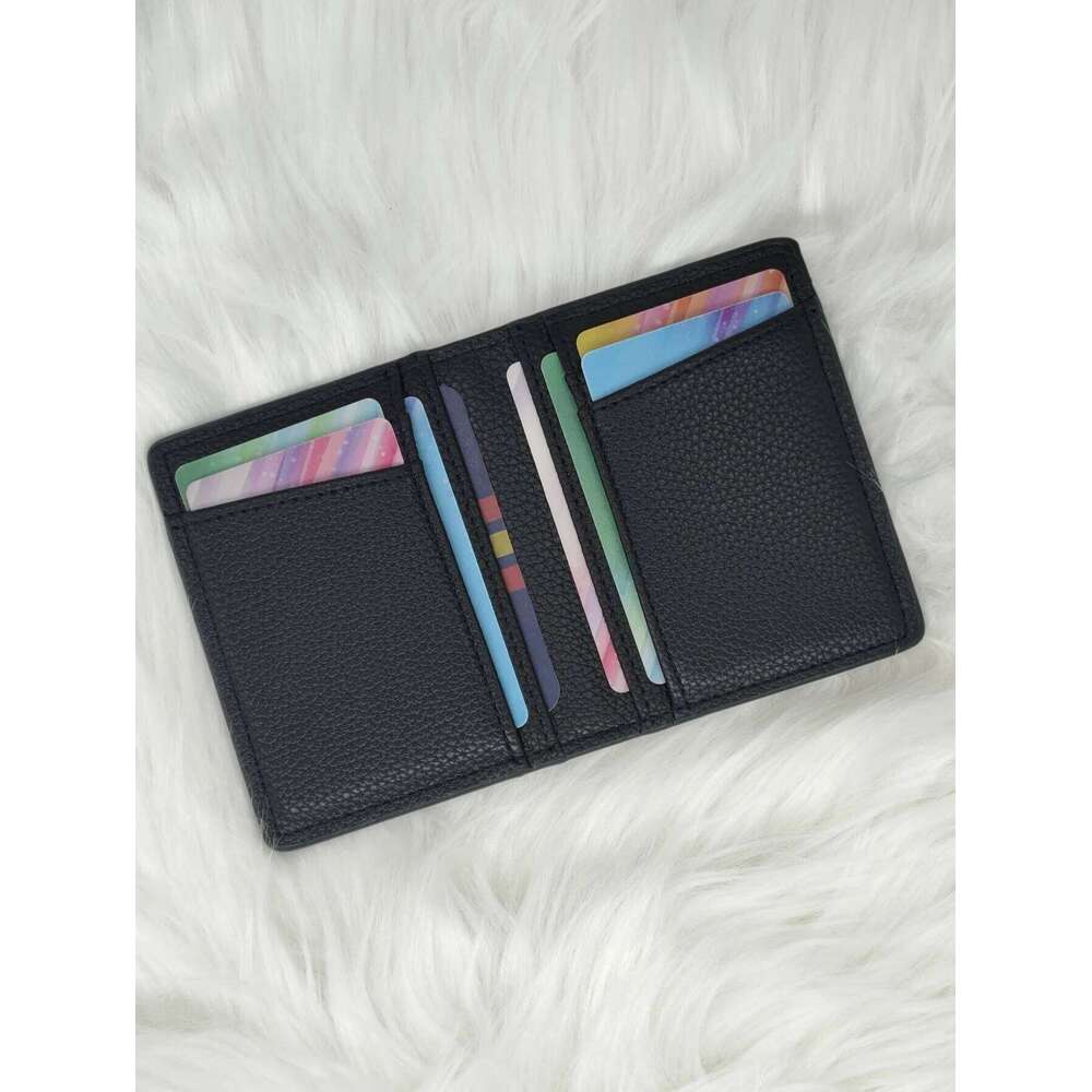 Stylish Minimalist Black Slim Card Holder for Business Professionals and College Students - New Trendy Men's Wallet C260304