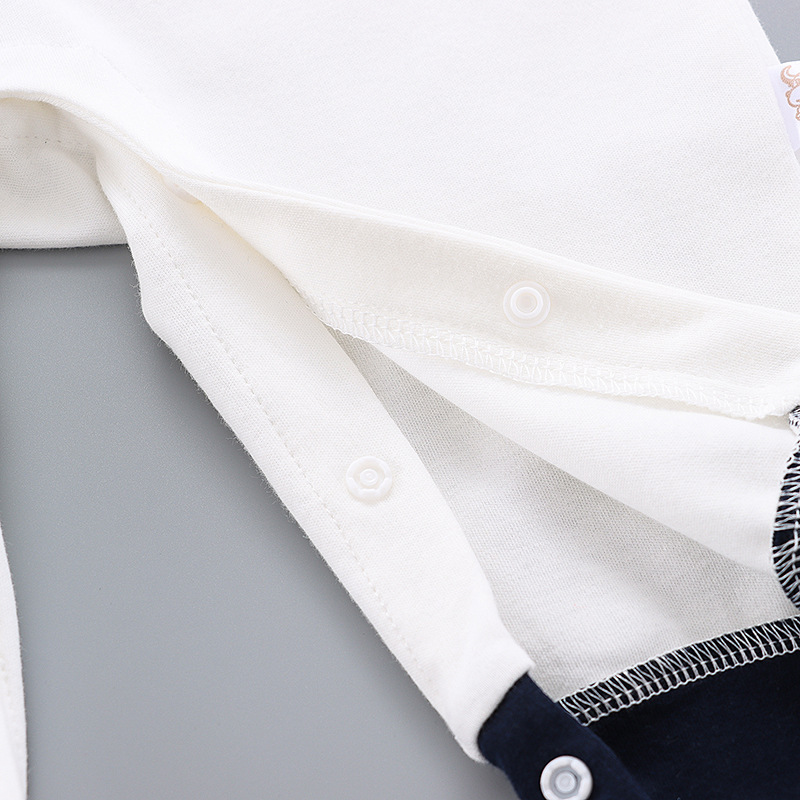 Casual and versatile gentleman's British autumn outfit, newborn baby's pure cotton jumpsuit