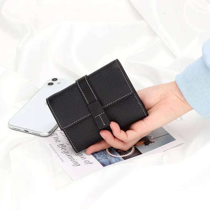 Women's Top Cowhide Luxury Brand Genuine Leather Wallet Coin 3 Fold Snaps Card Holder Designer Female Short Purse C260304