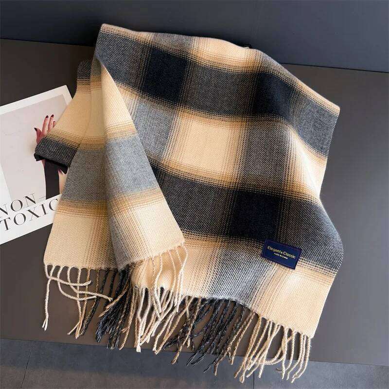 Winter Color Thickened Scarf For Women Men Neck Keep Warm Tassel Pashmina Shawl Faux Cashmere Warps Autumn Elegant Blanket XJ260304