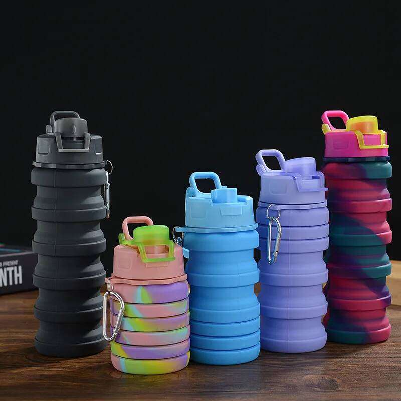Creative Silicone Folding Cup, Outdoor Portable Water Bottle, Cycling Sports, Large Capacity, 500ml S260303