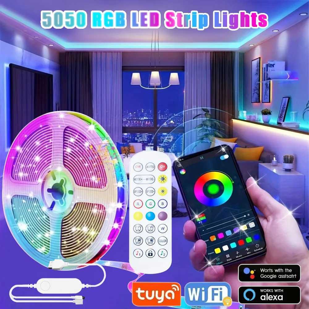 Smart RGB LED Strip Lights USB 5050 Tuya WIFI APP Control Flexible Lamp Tape Room Decor Works with Alexa Google Assisant H260304