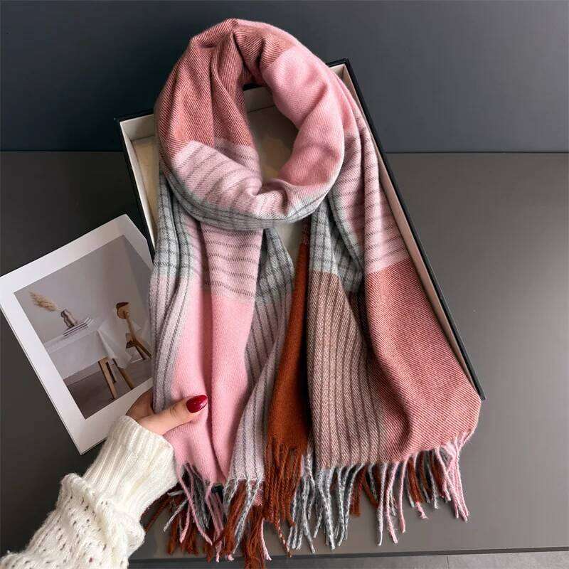 Winter Neck Warmer Scarf Women Men Autumn Thickened Tassel Pashmina Shawl Faux Cashmere Warps Elegant Blanket For Couple XJ260304