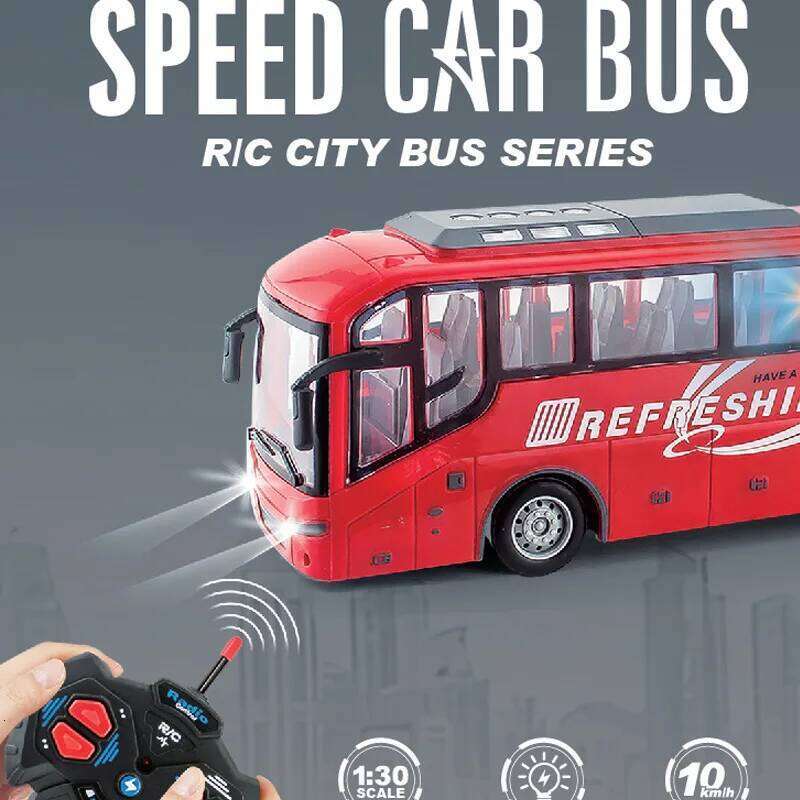 Highly Simulated Large Remote Control with LED Lights 1:30 Tourist School Bus Model Children's Car Toy Christmas Gift Z260303