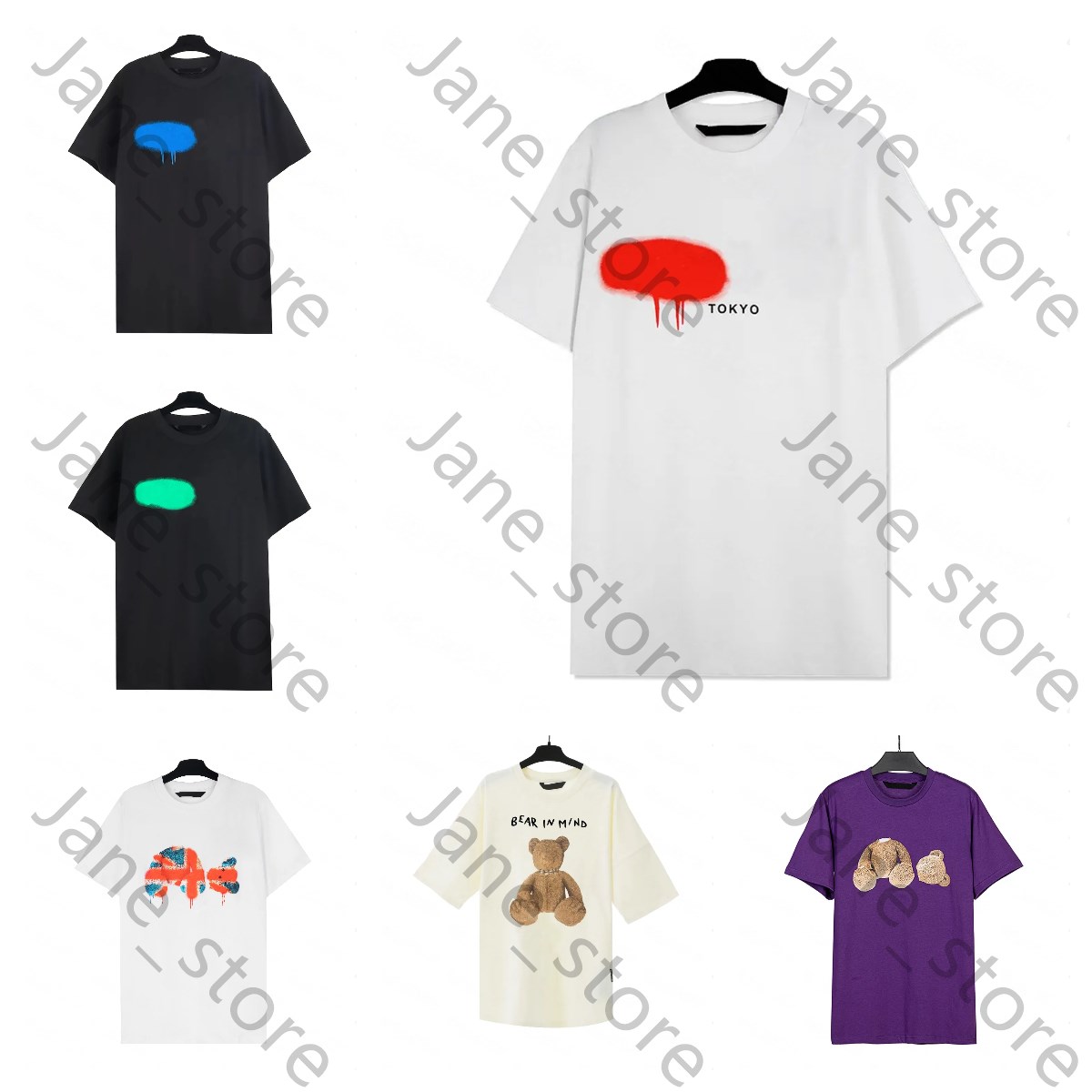 Designer Clothes Short Sleeve Classic Trend Broken Bear Graphic Tee Fashion Graffiti Mens Clothing Europe America Men Women Round Neck Palms Loose Tshirt 13