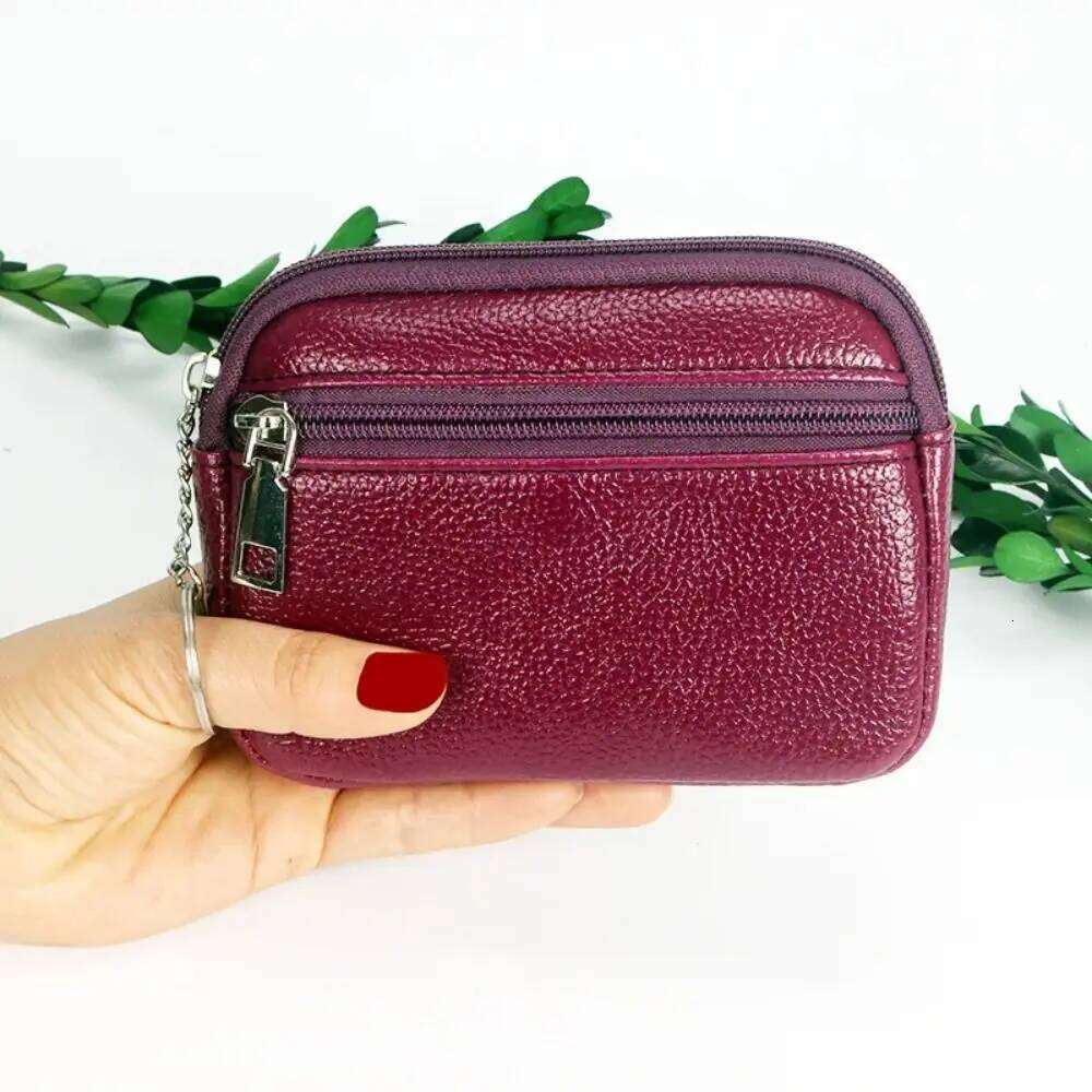 Women Mini PU Leather Female Card Holder Coin Short Wallets Small Purse Zipper Keychain Clutch Bag Wallet C260304