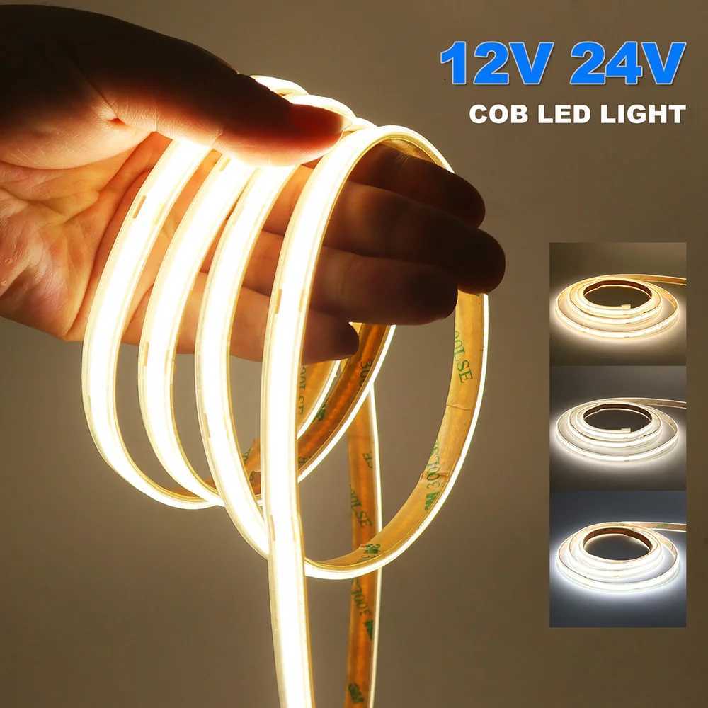 IP67 Waterproof COB LED Strip Light 12V 24V 3000K 4000K 6000K Flexible Led Tape 5m 10m 20m 05m 1m 2m 480LEDs/m Linear Lighting H260304