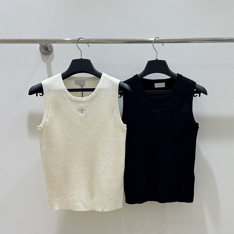 Women Plain Color Vest Designer Embroidered Tanks Top Spring Summer Knitted Tops Casual Style Sport Vests