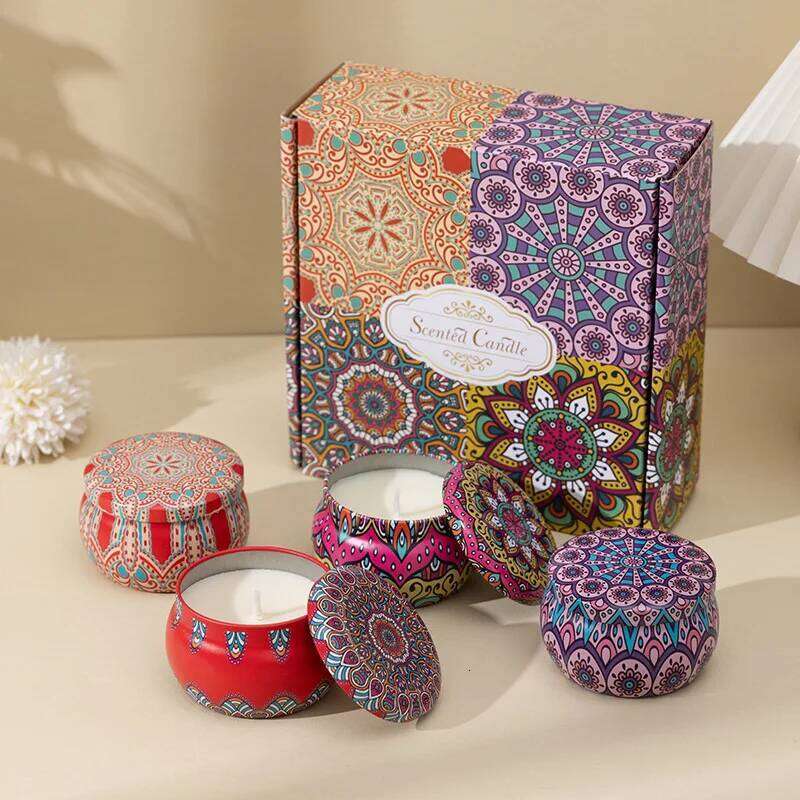 4PCS Scented Set with Box Smokeless Jar Nordic Soy Wax Candle Fragrance Gift for Lover & Friends W260304