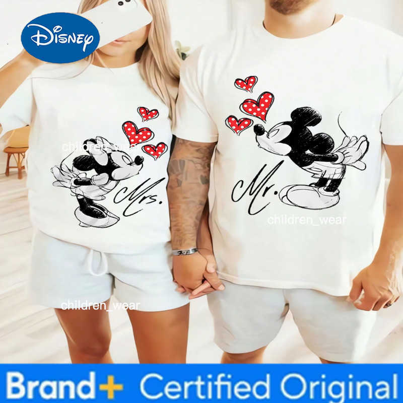 Disney Couples Matching T Shirt Cute Cartoon Characters Mr Mrs Shirts for Unisex Mickey Minnie High Quality Cotton Couple T-shirt H260304