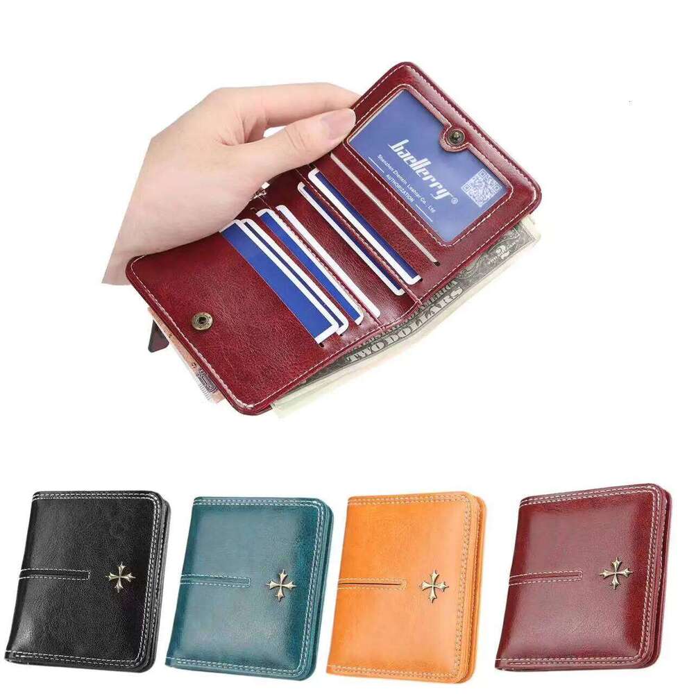 Women's Short Wallet Multi-Card Oil Wax Skin Coin Purse Fashion All-In-One Zipper Card Bag C260304