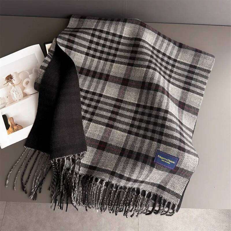 Neck Warmer Scarf For Women Men 53*200cm Winter Thickened Tassel Pashmina Shawl Faux Cashmere Warp Autumn Elegant Ladies Blanket XJ260304