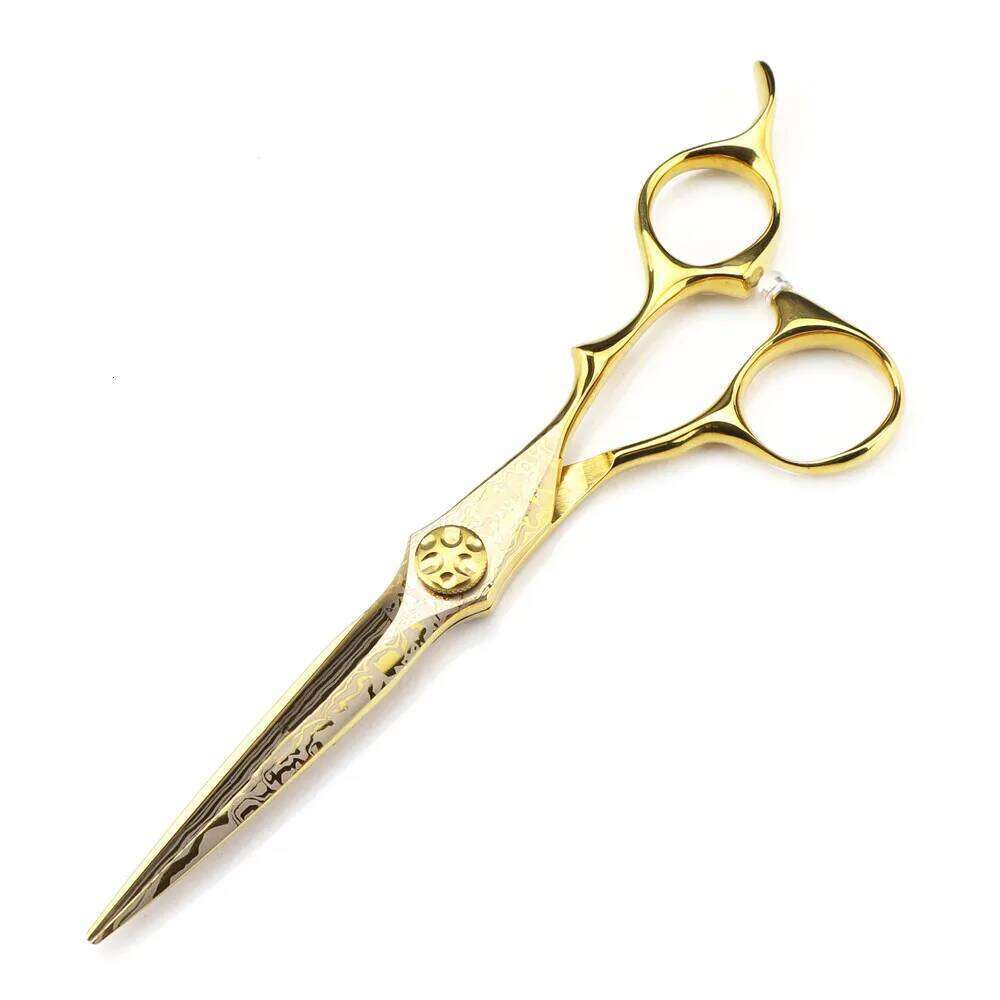 Professional 6 '' Gold Damascus cut hair screw cutting barber tools haircut thinning shears hairdresser scissors H260303