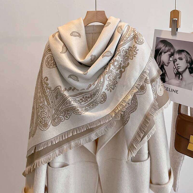 2025 Luxury Brand Women's Winter Cashmere Scarf - Checkered Printed Tasseled Pashmina Shawl Wrap, Bandana & Poncho XJ260304