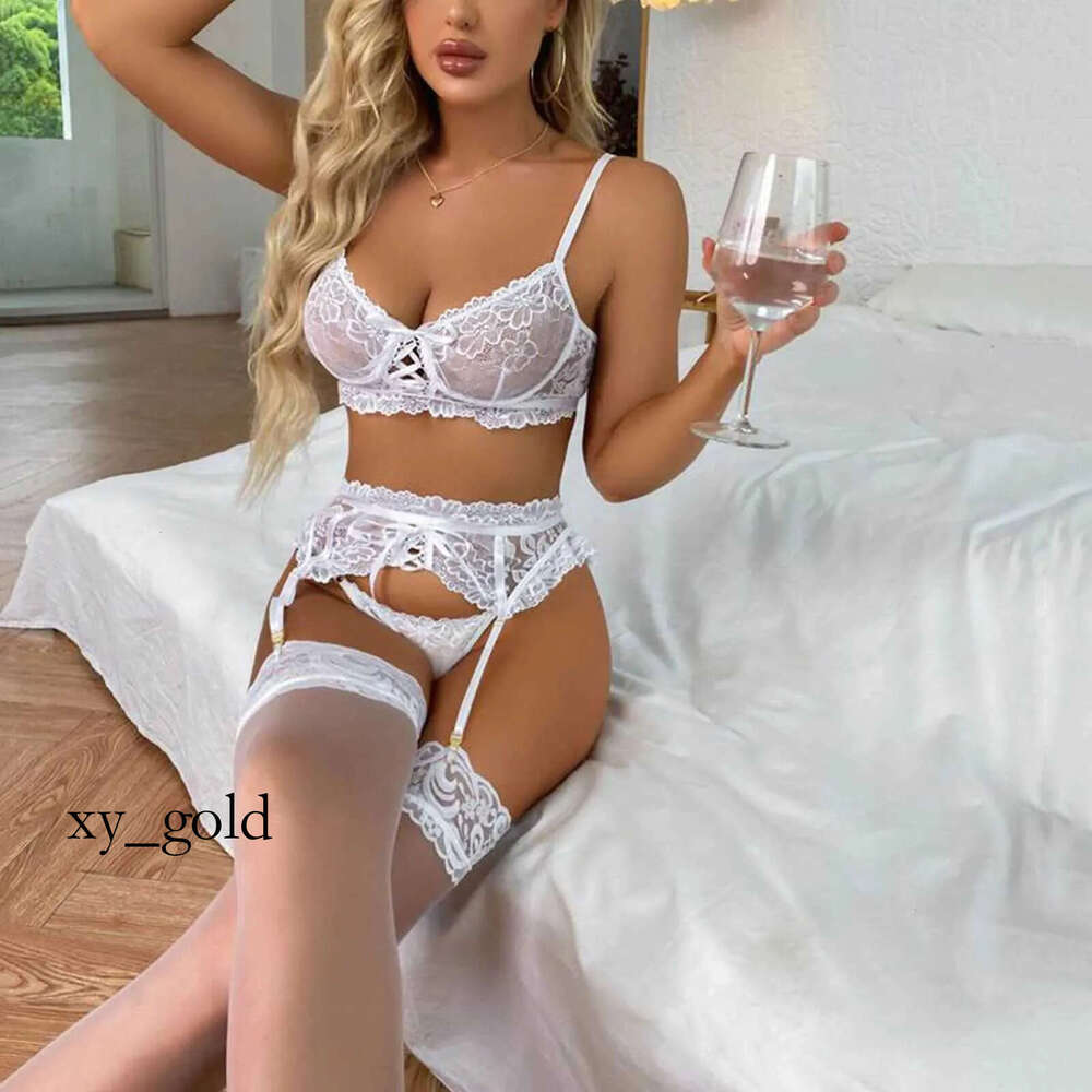 Sexy Set Womens lace adult Thr piece bra and thong pendant set sexy lingerie womens plus size sex clothing H241209