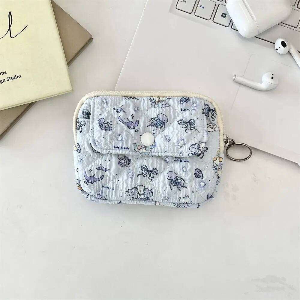 Cartoon Printing Mini Canvas Coin Purse Korean Style Jewelry Packing Bag Cute Wallet Multifuctional Card Holder C260304