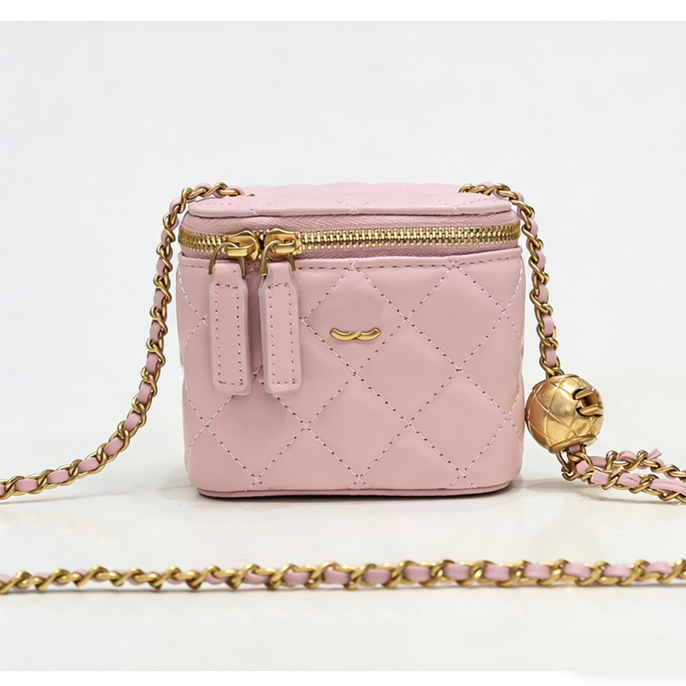 Designer small vanitybag woman cases cross body bucket cosmetic handbag high quality leather makeup storage box gold ball adjustable chain length 8101 gifts YB2321