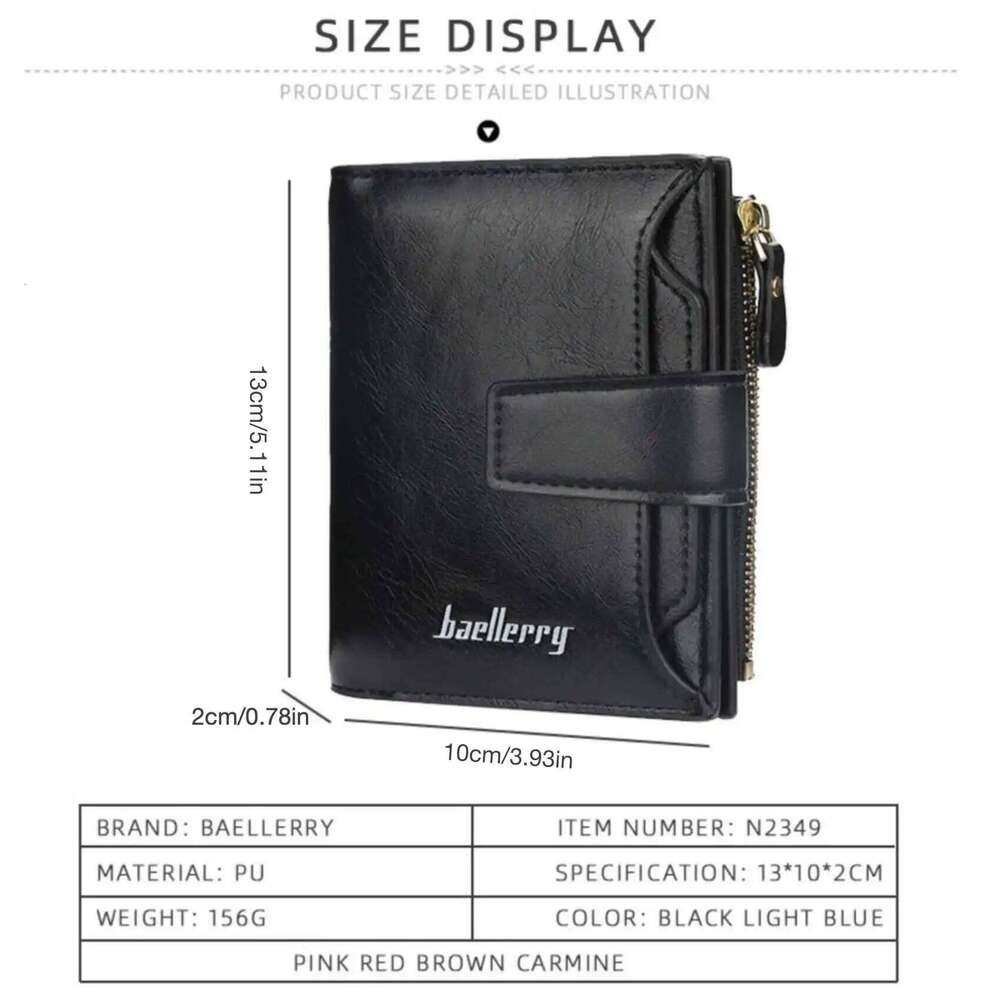 Casual Trifold Men's And Women's Unisex Short Wallet Multi-Card Driver's License Card Holder Large Capacity Zipper Coin Purse C260304