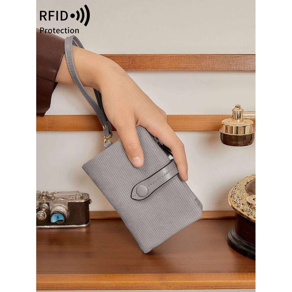 MIYIN Small Bifold Leather Wallet RFID Blocking Women's Wristlet with Card Holder ID Window Coin Purse Zipper Clutch C260304