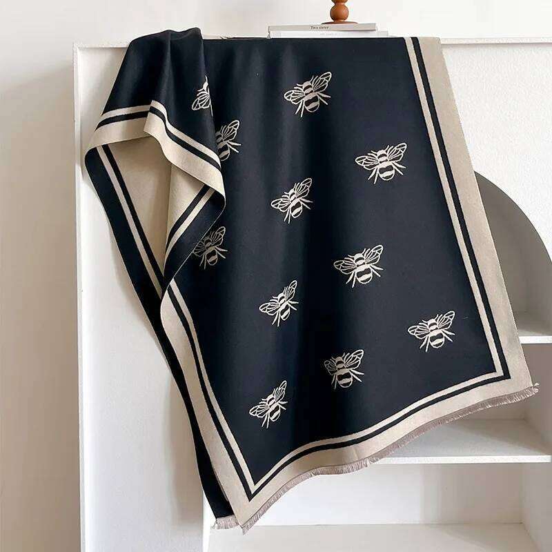 Luxury Winter Cashmere Scarf Women New Design Warm Pashmina Blanket Bees Scarves Female Shawl Wraps Thick Foulard Bufandas XJ260304